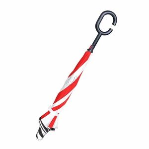 C-Hook Inverted Red and White Striped Umbrella